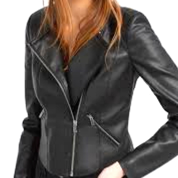 Zara TRF Outerwear Faux Leather Biker Jacket - Picture 1 of 11